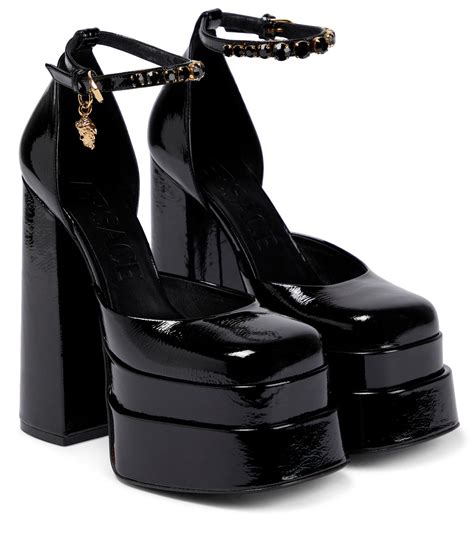 versace black leather medusa pumps